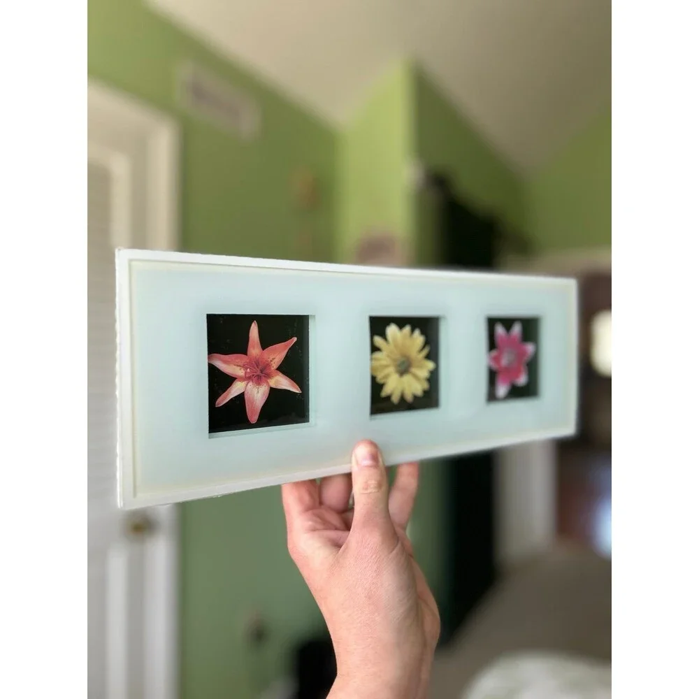 Floral Glass Front Cottagecore Flower Wall Sign Decor